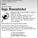 Danksagung Inge Rosentreter
