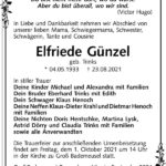 Traueranzeige Elfriede Günzel, geb. Trinks