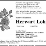Traueranzeige Herwart Lohr