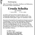 Danksagung Ursula Scholta, geb. Krätsch