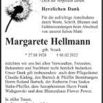 Danksagung Margarete Hellmann, geb. Noack