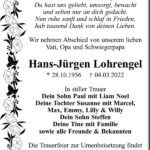 Traueranzeige Hans-Jürgen Lohrengel
