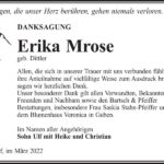 Danksagung Erika Mrose, geb. Dittler