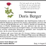 Danksagung Doris Berger
