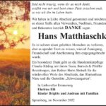 Danksagung Hans Matthiaschk
