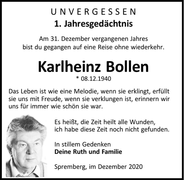 Jahresgedenken Karlheinz Bollen