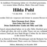 Danksagung Hilda Puhl