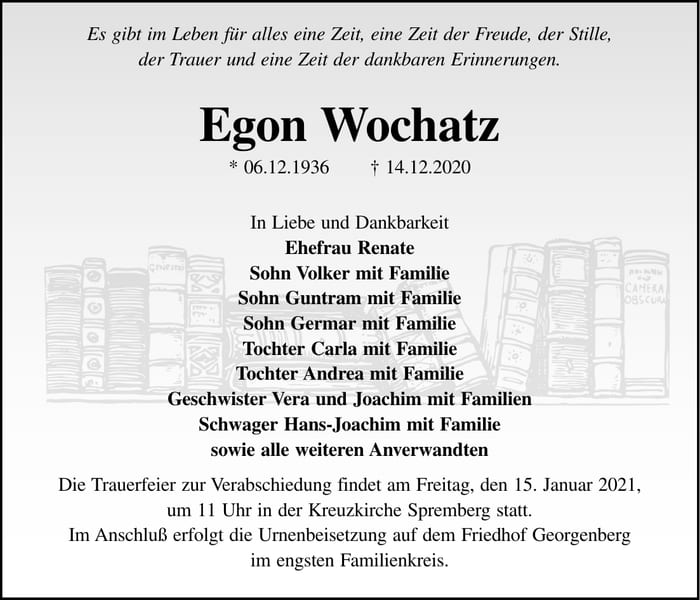 Traueranzeige Egon Wochatz