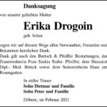 Danksagung Erika Drogoin, geb. Schur