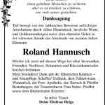 Danksagung Roland Hannusch