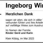 Danksagung Ingeborg Winkler