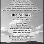 Traueranzeige Ilse Selinski, geb. Kuschela