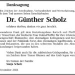 Danksagung Dr. Günther Scholz
