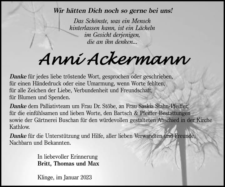 Danksagung Anni Ackermann