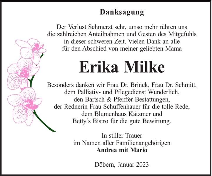 Danksagung Erika Milke