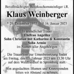 Traueranzeige Klaus Weinberger