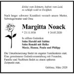 Traueranzeige Margitta Noack