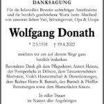 Danksagung Wolfgang Donath