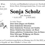 Traueranzeige Sonja Scholz, geb. Heerwald