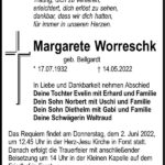 Traueranzeige Margarete Worreschk, geb. Bellgardt