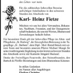 Danksagung Karl- Heinz Fietze