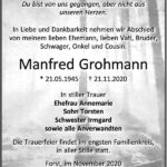 Traueranzeige Manfred Grohmann