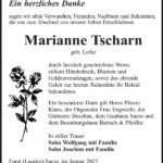 Danksagung Marianne Tscharn, geb. Lerke
