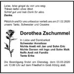 Traueranzeige Dorothea Zschummel