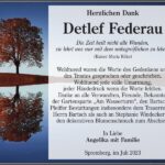 Danksagung Detlef Federau