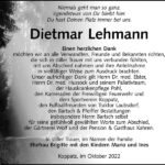 Danksagung Dietmar Lehmann