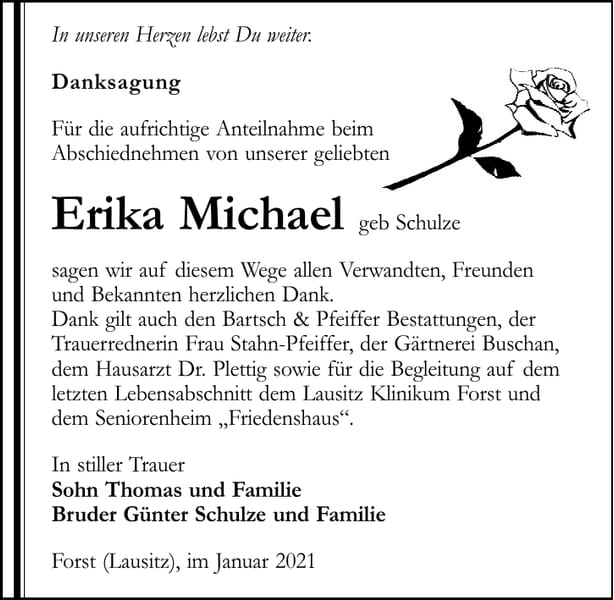 Danksagung Erika Michael
