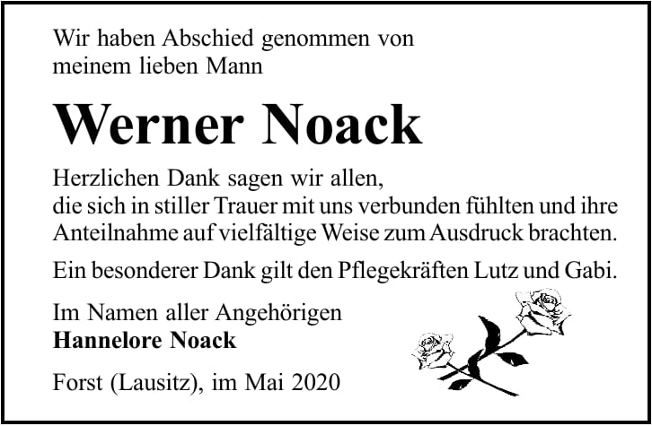 Danksagung Werner Noack