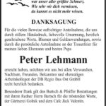 Danksagung Peter Lehmann
