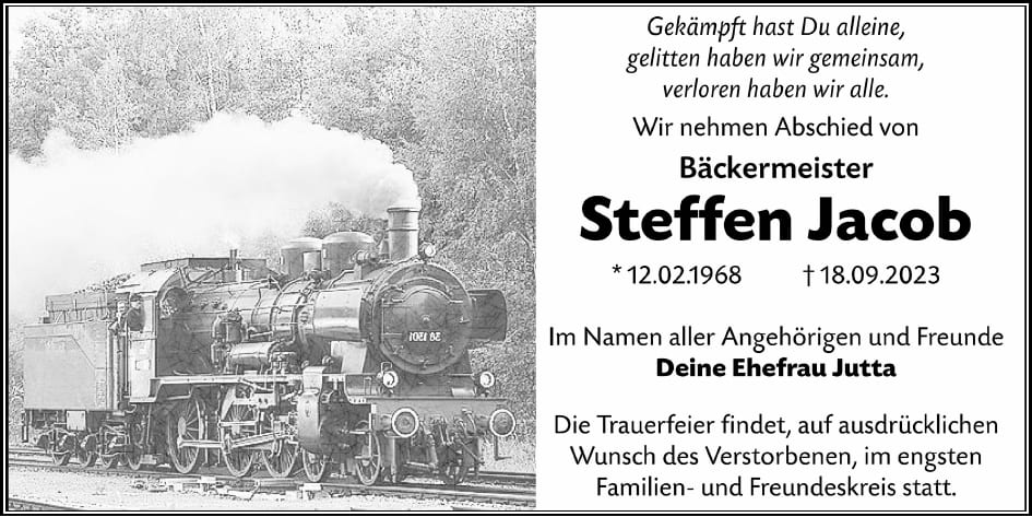 Traueranzeige Steffen Jacob