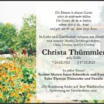 Traueranzeige Christa Thümmler, geb. Golle