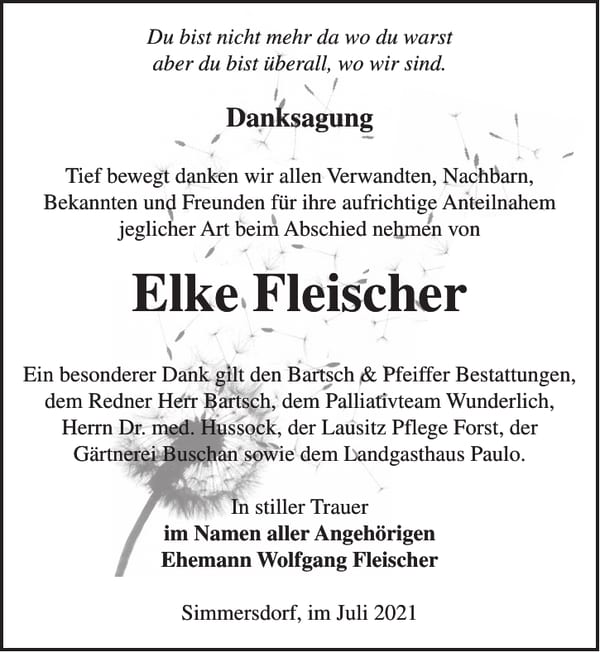 Danksagung Elke Fleischer