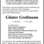 Traueranzeige Günter Großmann