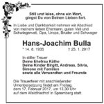 Traueranzeige Hans-Joachim Bulla