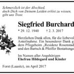 Danksagung Siegfried Burchardt
