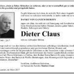 Danksagung Dieter Claus