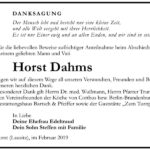 Traueranzeige Horst Dahms