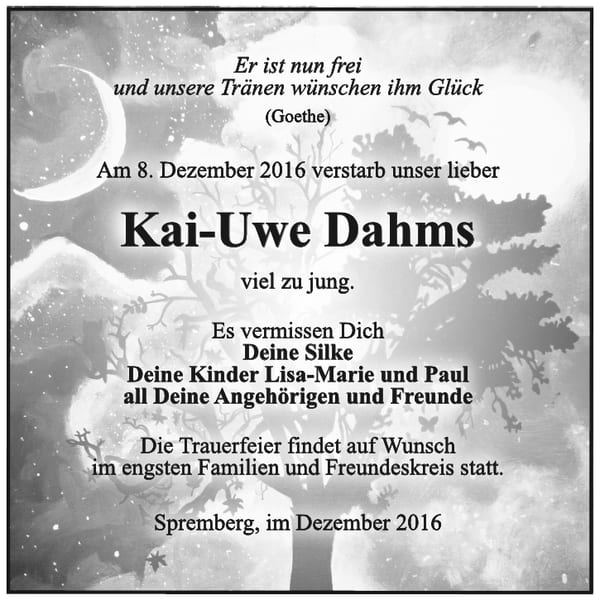Traueranzeige Kai-Uwe Dahms
