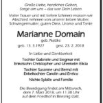Traueranzeige Marianne Domain geb. Nattke
