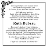 Danksagung Ruth Dubrau