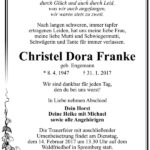 Traueranzeige Christel Dora Franke, geb. Engemann