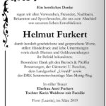 Traueranzeige Helmut Furkert