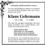 Traueranzeige Klaus Gehrmann