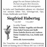 Traueranzeige Siegfried Habertag