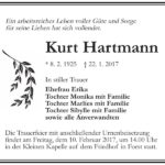 Traueranzeige Kurt Hartmann