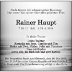 Traueranzeige Rainer Haupt